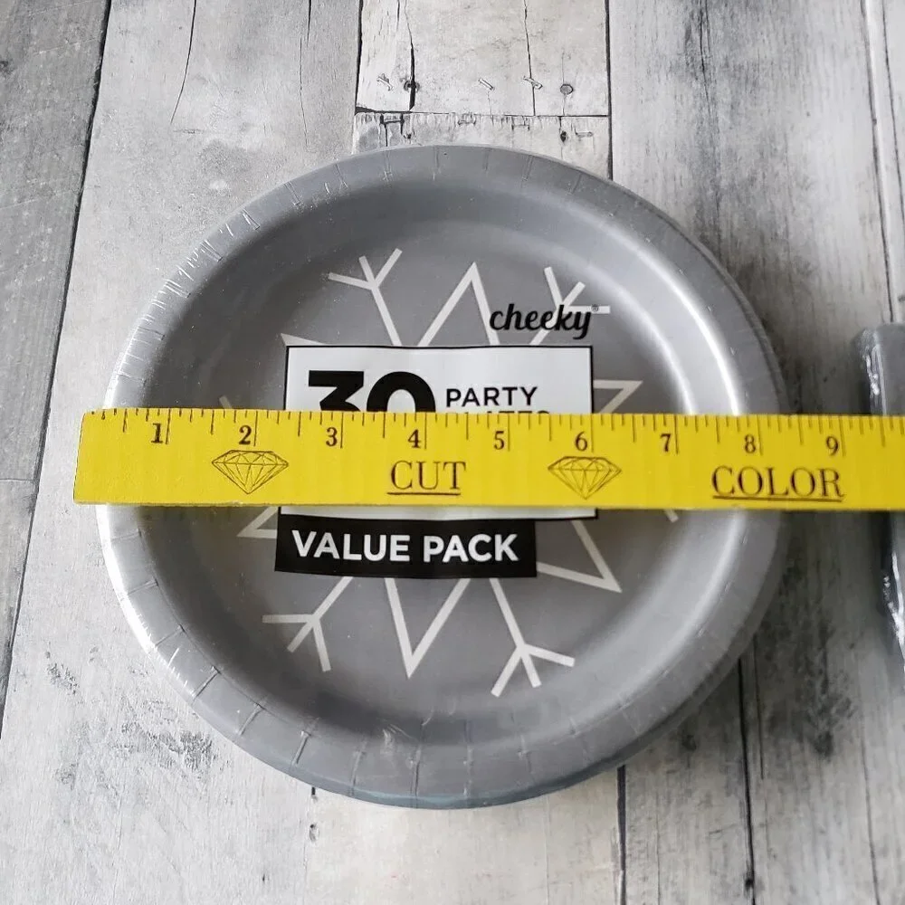NWT - Sliver and White Snowflake Set of 30 Paper Plates and Paper Napkins